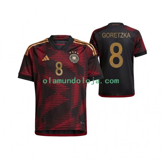 Camisola Alemanha Leon Goretzka 8 Homem Equipamento Segundo Copa do Mundo 2022 Manga Curta